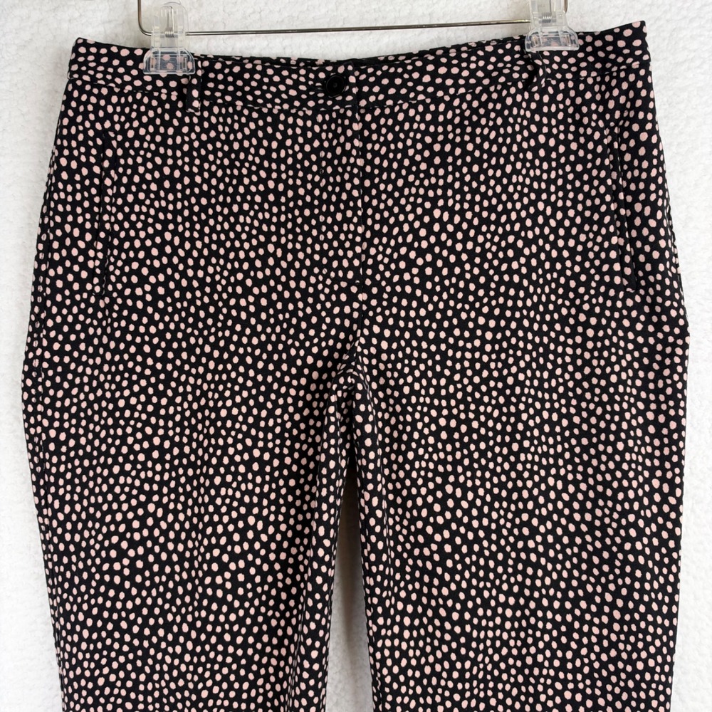 Talbots Hampshire Ankle Pants Womens 10 Black Pink Polka Dot Stretch Trousers